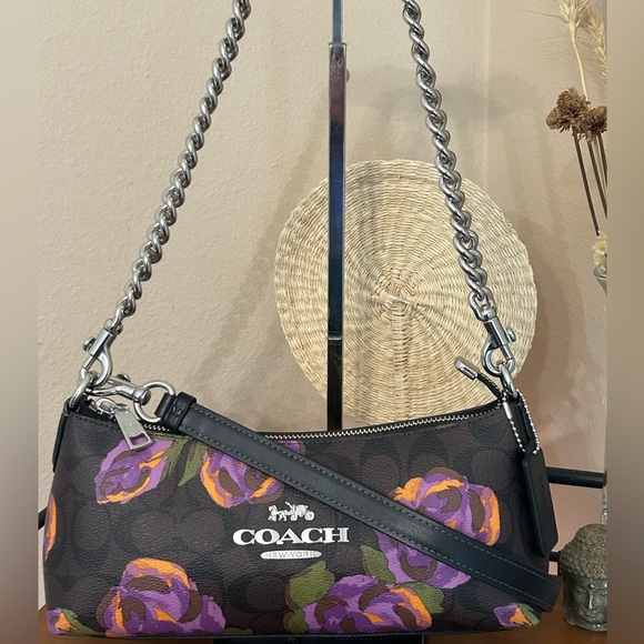 COACH Charlotte Signature C Rose Print Coated Canvas 2-Way Shoulder/Cros… - Picture 3 of 8